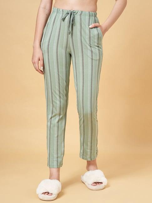 dreamz by pantaloons green cotton striped pyjamas