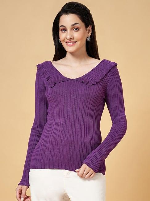 honey by pantaloons purple striped top