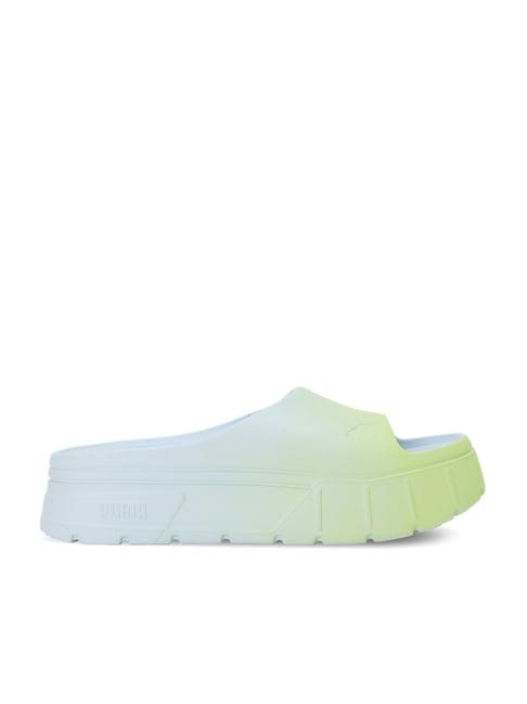 puma women's mayze stack beach days lime slides