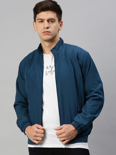 voxati blue regular fit high neck jacket