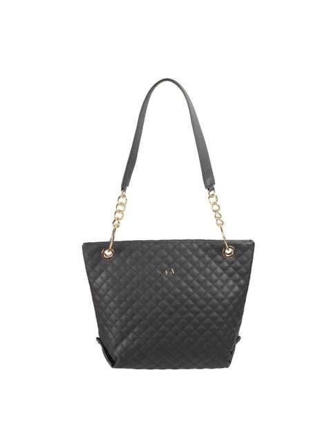 metro black quilted medium tote bag