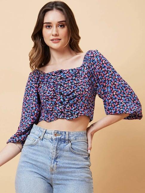 globus multicolor floral print crop top