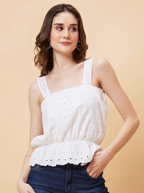 globus white embroidered top