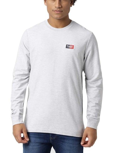 tommy hilfiger silver grey heather logo regular fit t-shirt