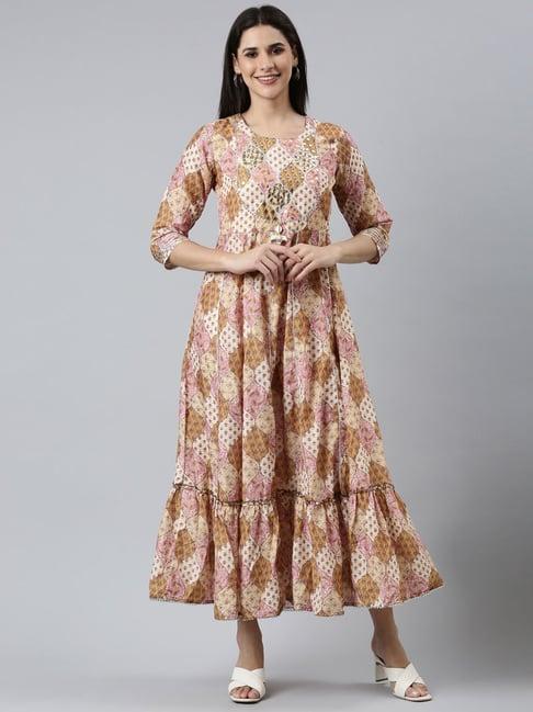 neerus multicolor printed maxi dress