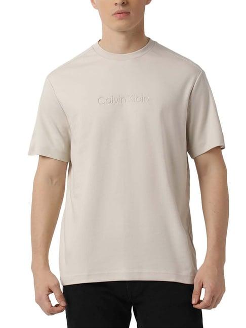 calvin klein jeans stony beige logo comfort fit t-shirt