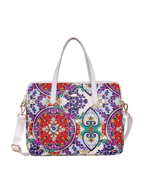 lino perros multicolor floral medium laptop handbag