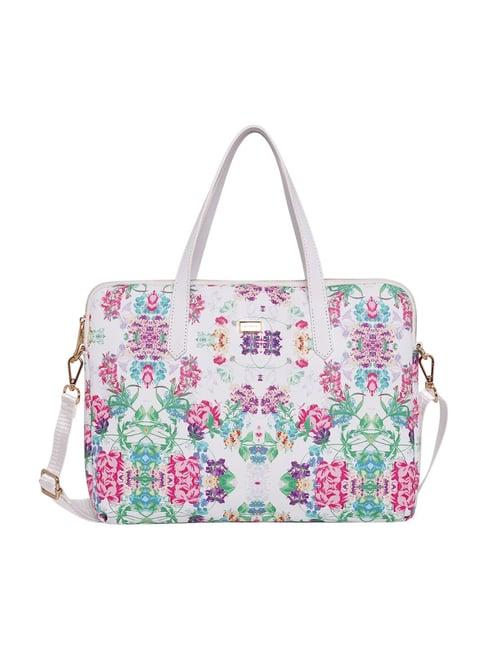 lino perros white floral medium laptop handbag