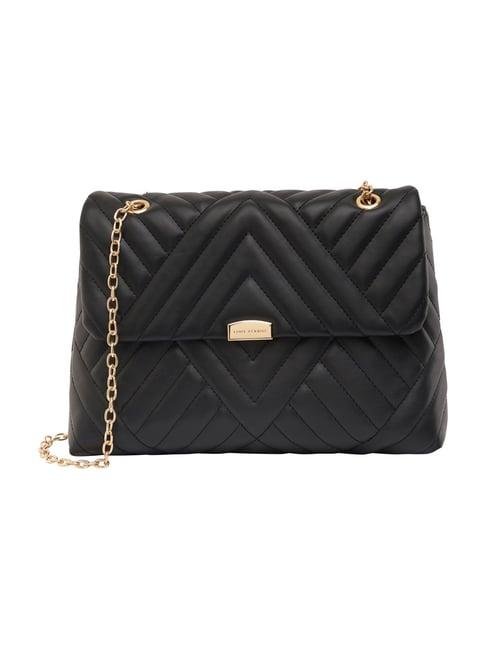 lino perros black quilted medium satchel handbag