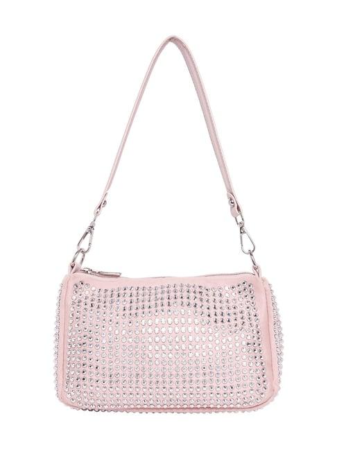 lino perros soft pink studded medium shoulder bag