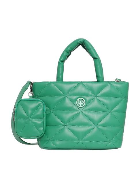 lino perros green quilted medium tote handbag