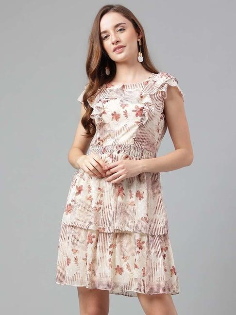 latin quarters beige floral print a line dress