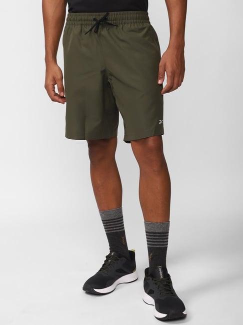 reebok olive regular fit shorts