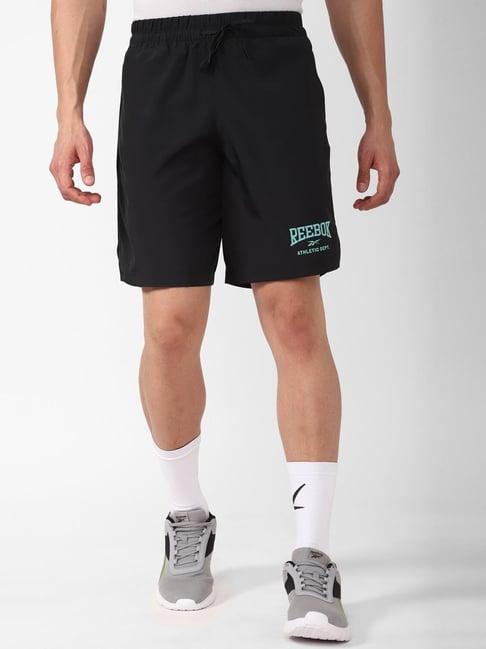 reebok black regular fit sports shorts