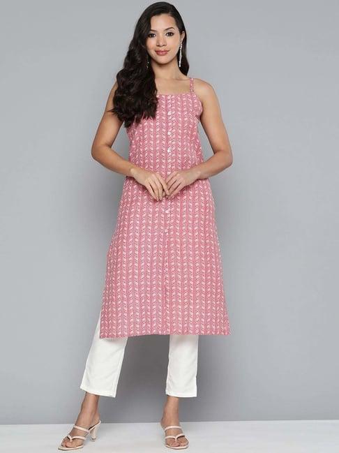 jompers pink straight floral print kurta