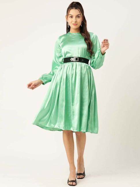 jainish green a-line dress with belt