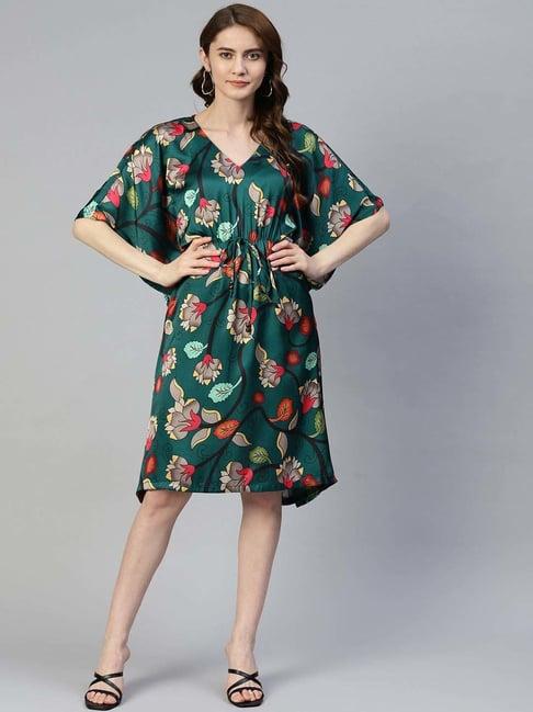 jainish green printed a-line kaftan