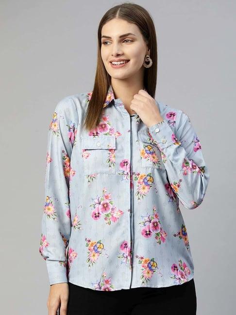 jainish grey floral print shirt