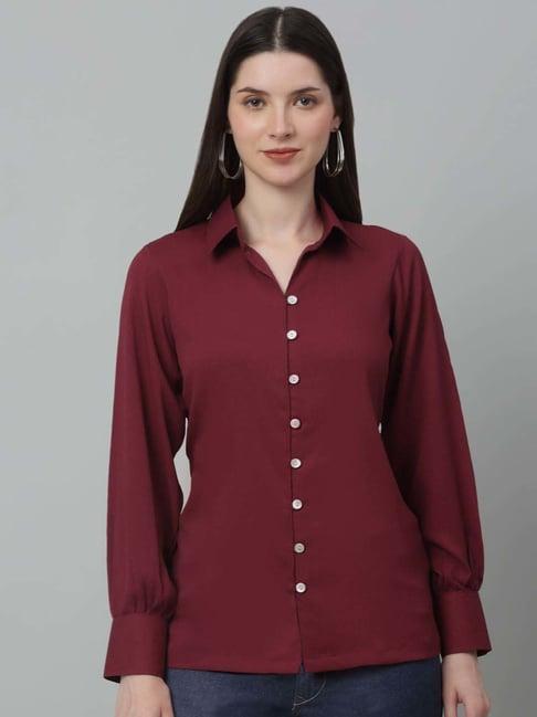 jainish maroon regular fit shirt