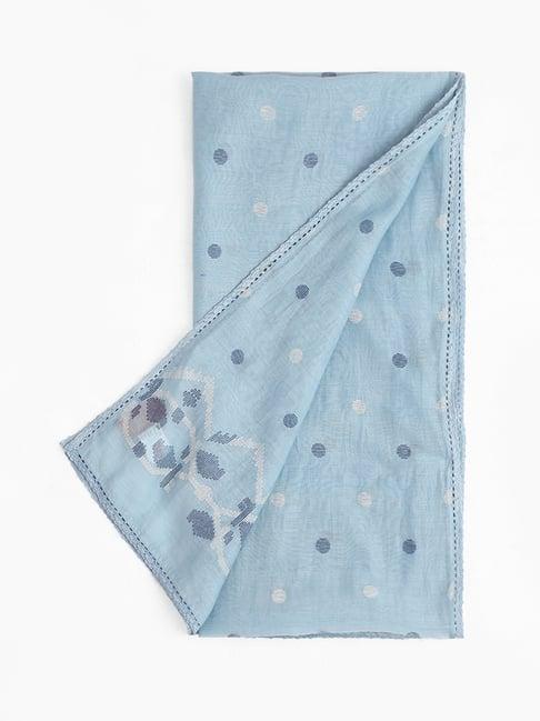 zuba by westside blue jamdani polka dotted dupatta