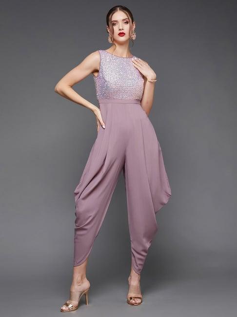 miss chase lavender embellished jumpsuit