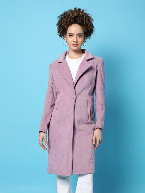 campus sutra purple regular fit long coat