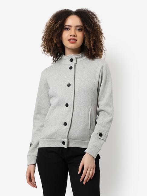 campus sutra grey cotton textured jacket