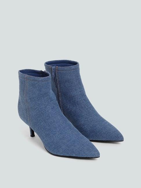 luna blu by westside top ankle denim blue boots