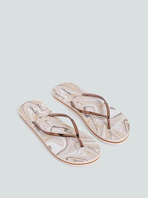 luna blu by westside marble effect printed copper flip flop