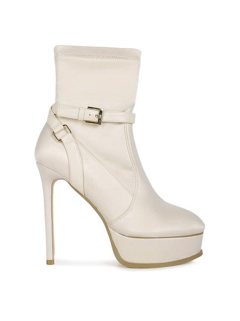 rag & co women's beige stiletto booties