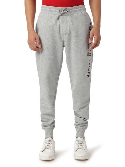 tommy hilfiger light grey heather logo regular fit joggers