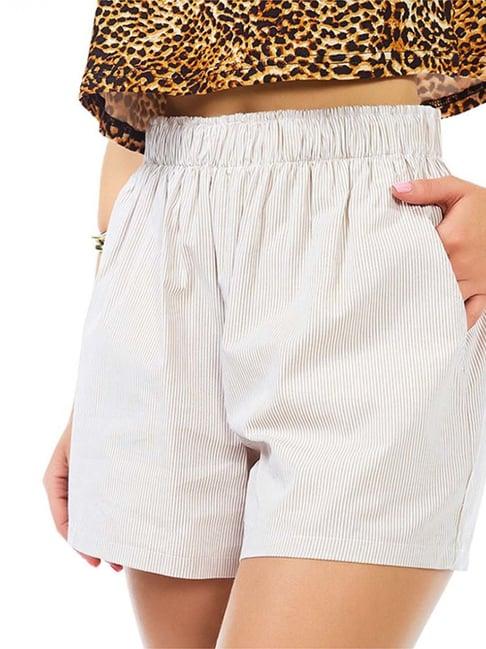 london rag beige cotton striped shorts