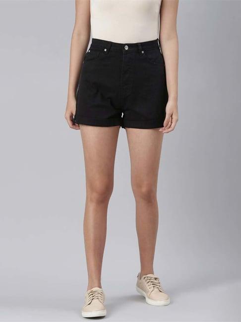 london rag black cotton shorts