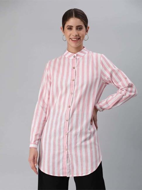 london rag pink & white striped shirt