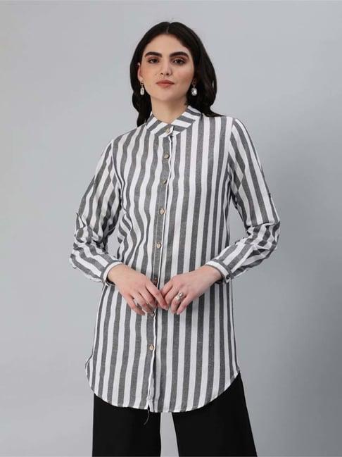 london rag black & white striped shirt