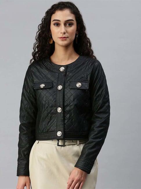 london rag black quilted pattern jacket