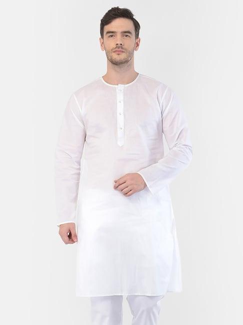 vastramay white regular fit round neck addi kurta