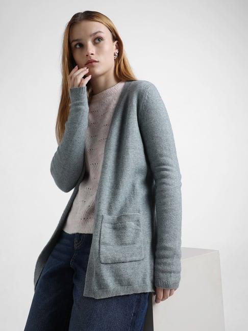 only grey textured cardigan