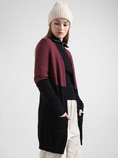 only maroon & black cardigan