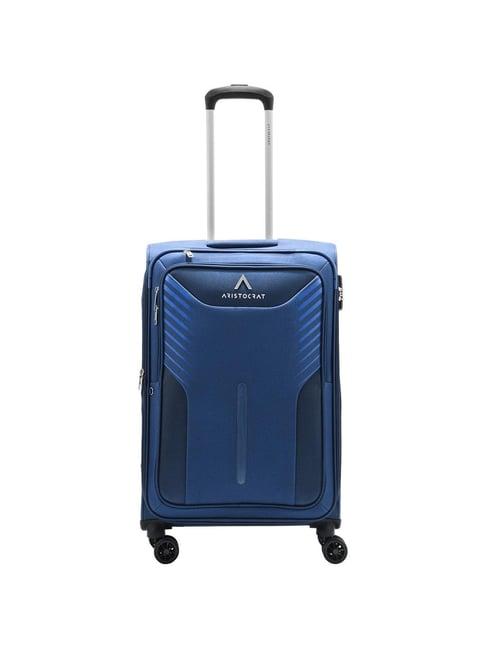 aristocrat dark blue solid soft medium trolley bag - 28 cm