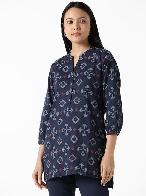 utsa by westside indigo printed anchor kurti