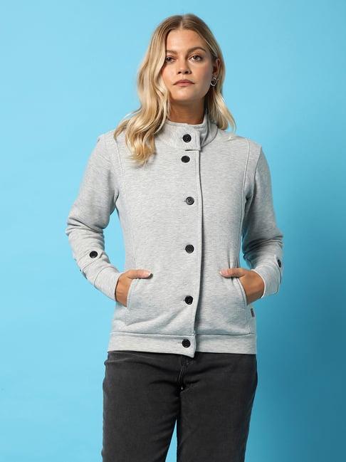 campus sutra grey cotton textured jacket