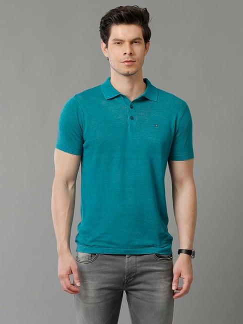 linen club teal contemporary fit polo t-shirt