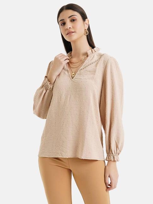 kazo beige textured top