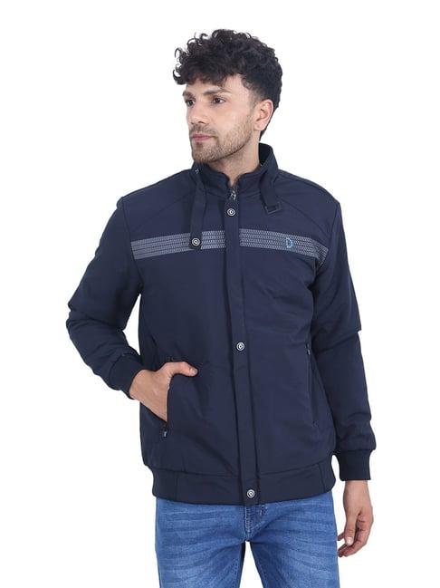 dollar navy regular fit high neck jacket