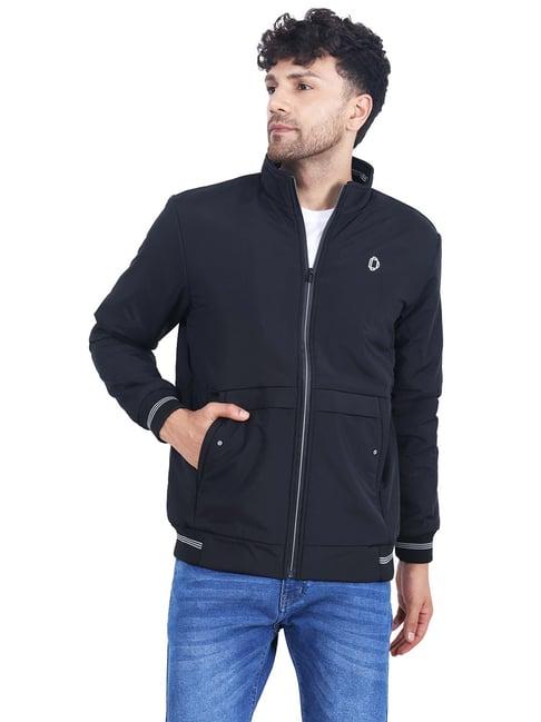 dollar black regular fit high neck jacket