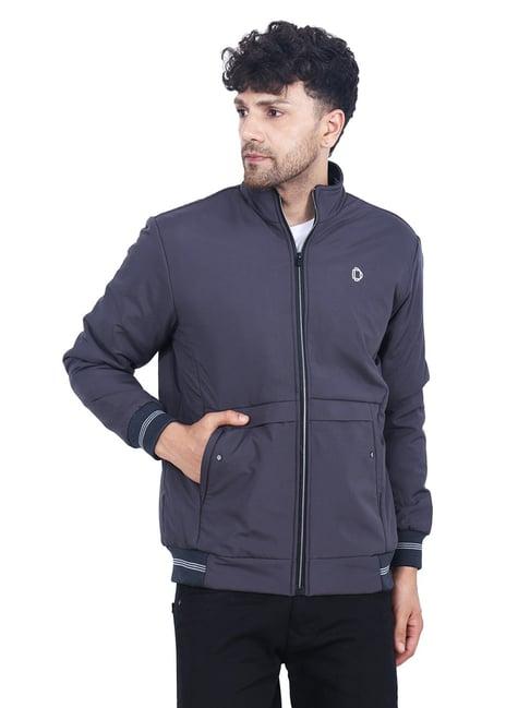 dollar slate grey regular fit high neck jacket