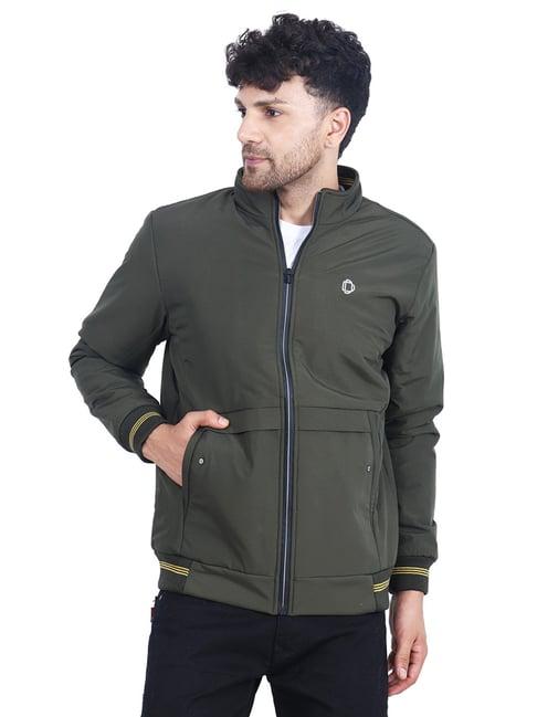 dollar olive regular fit high neck jacket