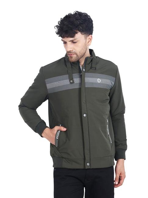 dollar olive regular fit high neck jacket