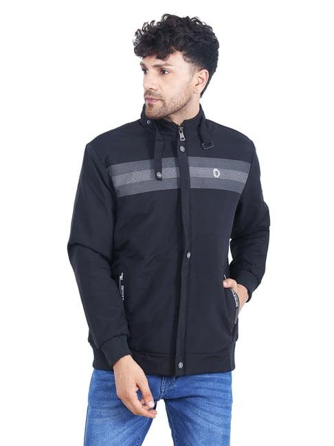 dollar black regular fit high neck jacket